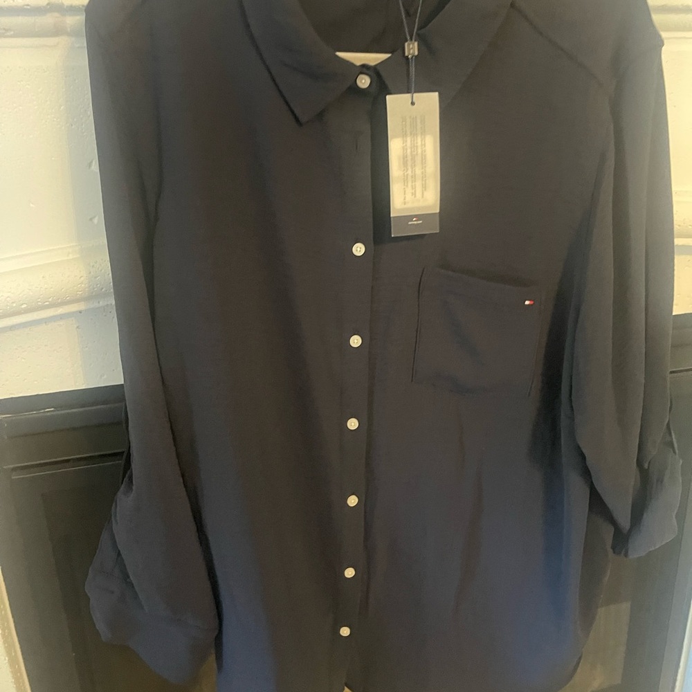 Navy button-down, Tommy Hilfiger 1X new with tags